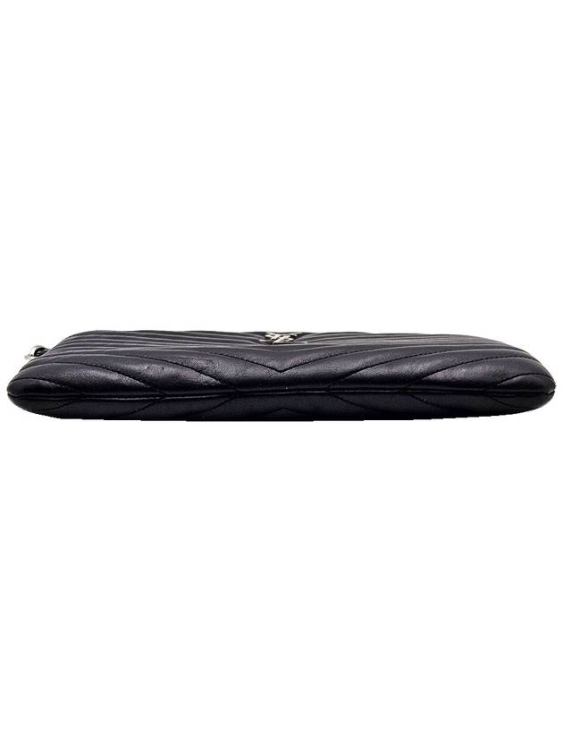 Saint Laurent 379039 Black Matelasse Silver Monogram Strap Pouch Clutch Bag - SAINT LAURENT - BALAAN 6