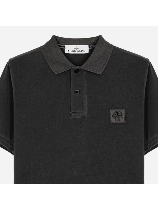 Pigment Dyed Polo Shirt Dark Grey - STONE ISLAND - BALAAN 3