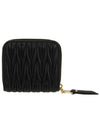 Matelasse Logo Zip Around Half Wallet Black - MIU MIU - BALAAN 4