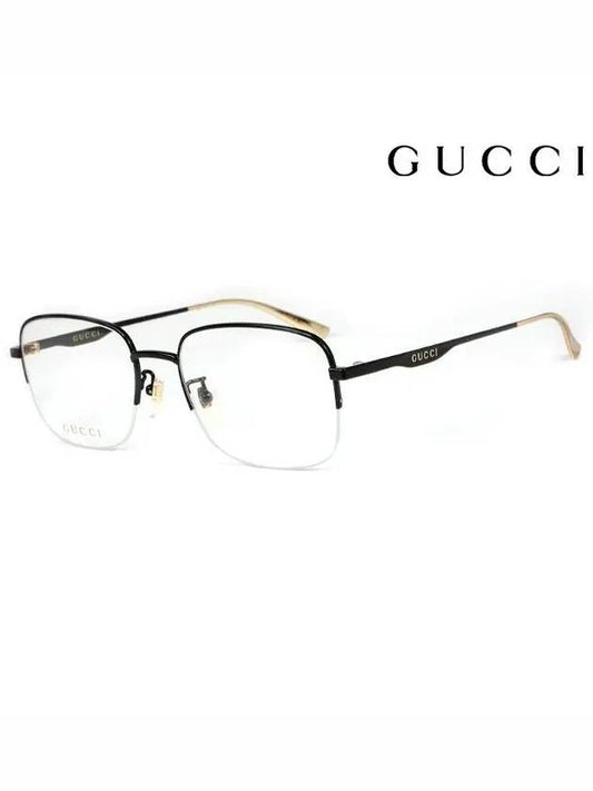 Eyewear Square Half Rimless Metal Glasses Black - GUCCI - BALAAN.