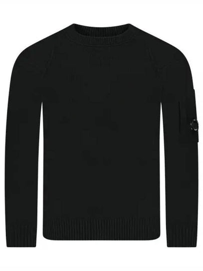 Lambswool GRS Crew Neck Knit Top Black - CP COMPANY - BALAAN 2