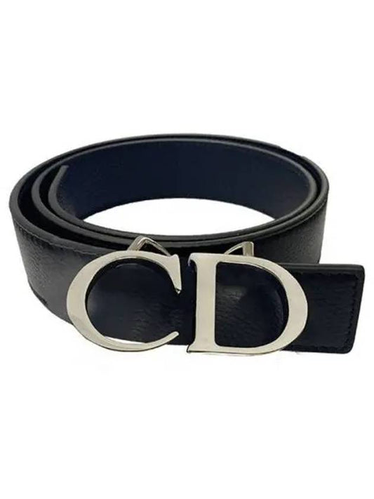 4353PLTAM16 Q100 CD Signature Buckle Reversible Belt Black Blue Marine Men s TJ 270330 - DIOR - BALAAN 1