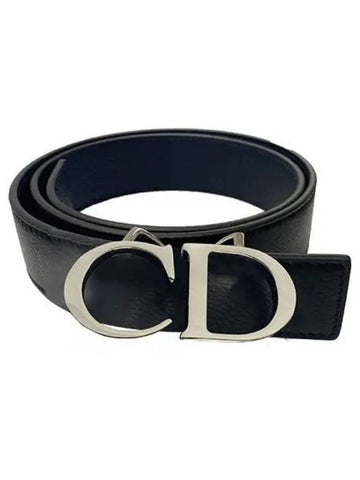 4353PLTAM16 Q100 CD Signature Buckle Reversible Belt Black Blue Marine Men s TJ 270780 - DIOR - BALAAN 1