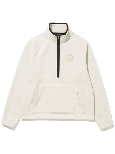 Women s Logo Embroidered Half Zip Up Fleece Anorak BEIGE - 20THHOLE - BALAAN 2