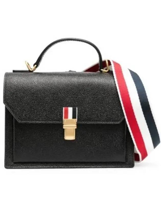 Pebble Grain Top Handle School Tote Bag Black - THOM BROWNE - BALAAN 2