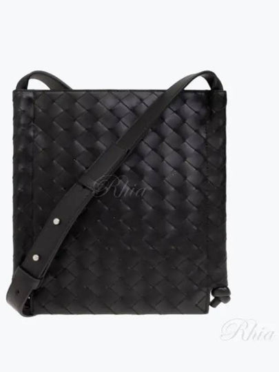 Intrecciato Flat Loop Small Cross Bag Black - BOTTEGA VENETA - BALAAN 2