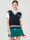 Buklwappen Cable Knit Vest NAVY - MONBIRDIE GOLF - BALAAN 8