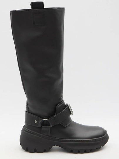 Stomp Leather Long Boots Black - BURBERRY - BALAAN 2