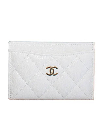 Women's Classic Gold Hardware Caviar Card Wallet White - CHANEL - BALAAN 1