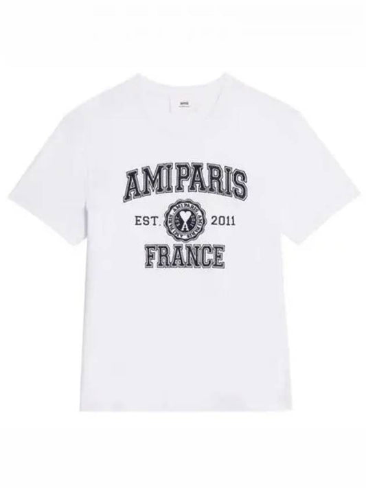 Varsity Logo Short Sleeve T-Shirt White - AMI - BALAAN 2