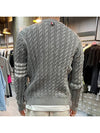 Diagonal Cable V-Neck Knit Cardigan Light Grey - THOM BROWNE - BALAAN 6