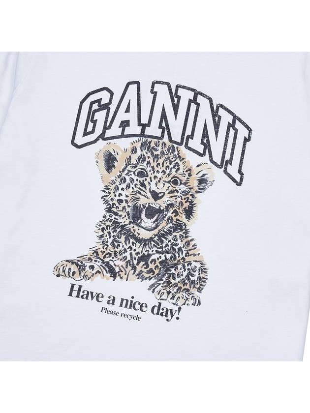 Logo Print Crew Neck Short Sleeve T Shirt White - GANNI - BALAAN 6