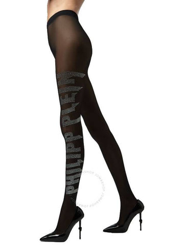 Philipp Plein Black Crystal Plein Nylon Tights, Brand Size 2 (Small) - PHILIPP PLEIN - BALAAN 1