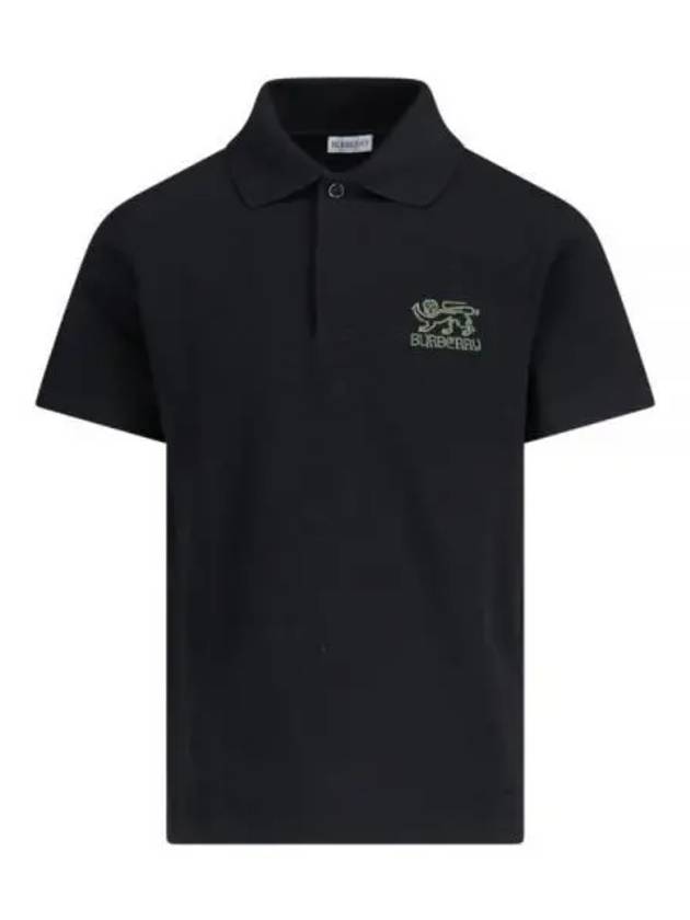 Embroidered Logo Short Sleeve Pk Shirt Black - BURBERRY - BALAAN 2