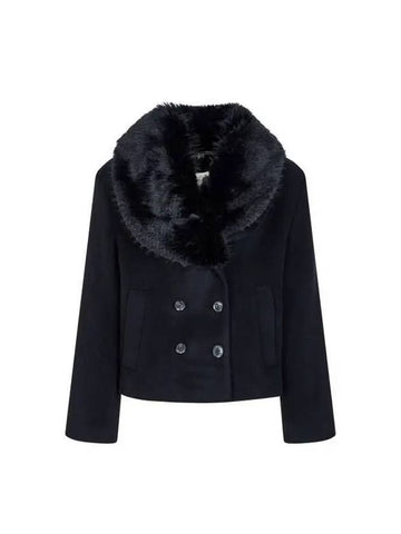 Wool blend fur double jacket black - REFORMATION - BALAAN 1