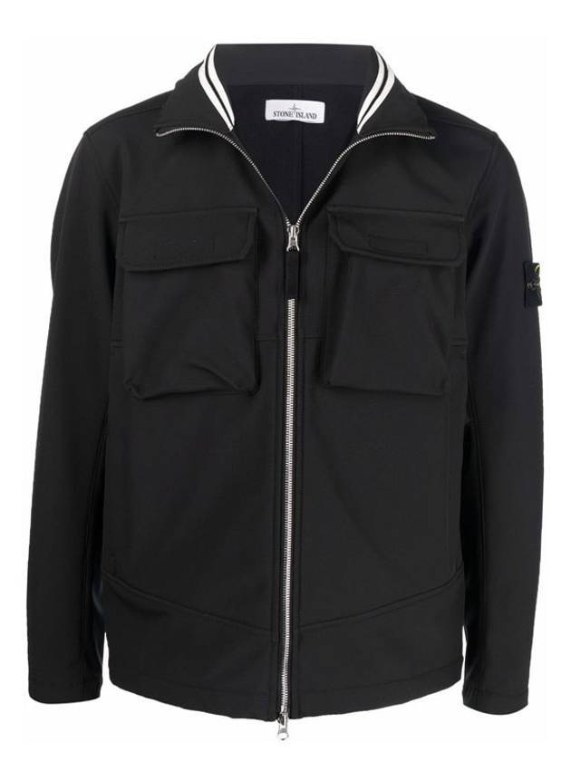 Softshell Zip Up Jacket Black - STONE ISLAND - BALAAN 1