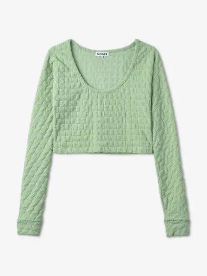 Women's Jacquard Crop Long Sleeve T-Shirt Green - SUNNEI - BALAAN 2