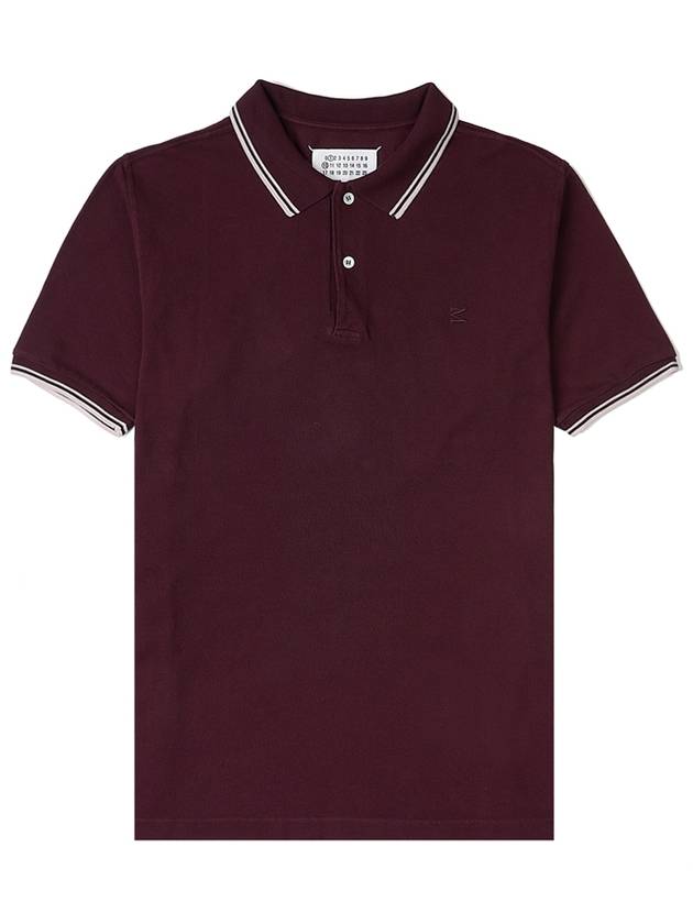 Men's Embroidered Logo Polo Shirt Bordeaux - MAISON MARGIELA - BALAAN 10