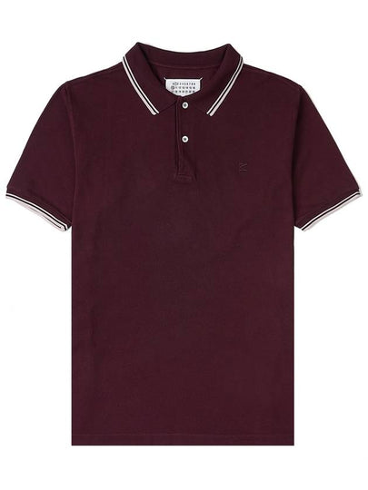 Men's Embroidered Logo Polo Shirt Bordeaux - MAISON MARGIELA - BALAAN 2