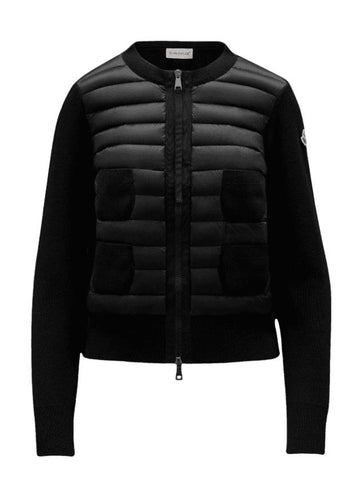 Women's Padded Wool Cardigan Black - MONCLER - BALAAN 1