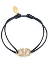 V Logo Signature Bracelet Black Gold - VALENTINO - BALAAN 2