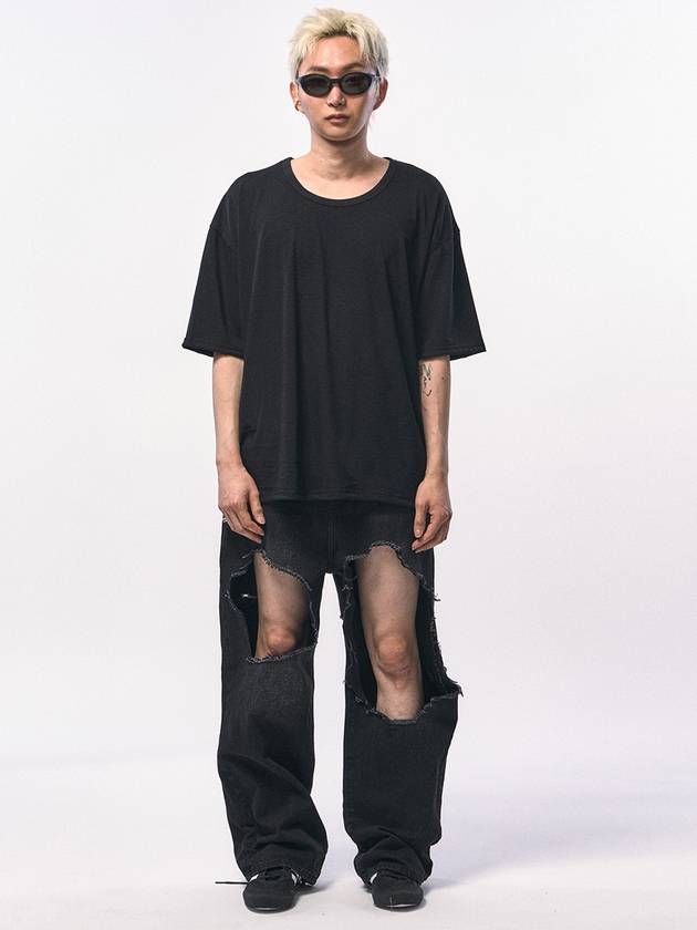 Seawear Oversized Silket Scoop Neck T-Shirt Black - C WEAR BY THE GENIUS - BALAAN 1