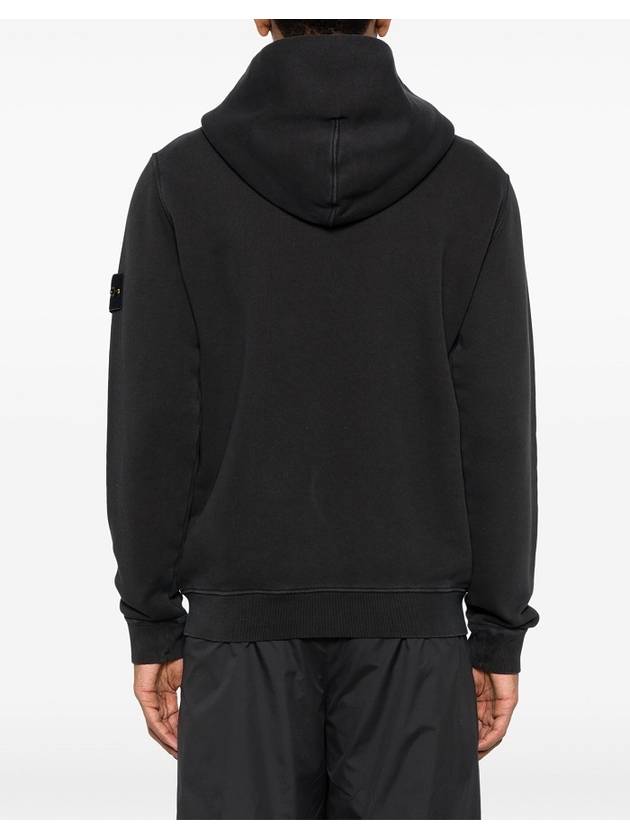 Logo Patch Zip-Up Hoodie Black - STONE ISLAND - BALAAN 4