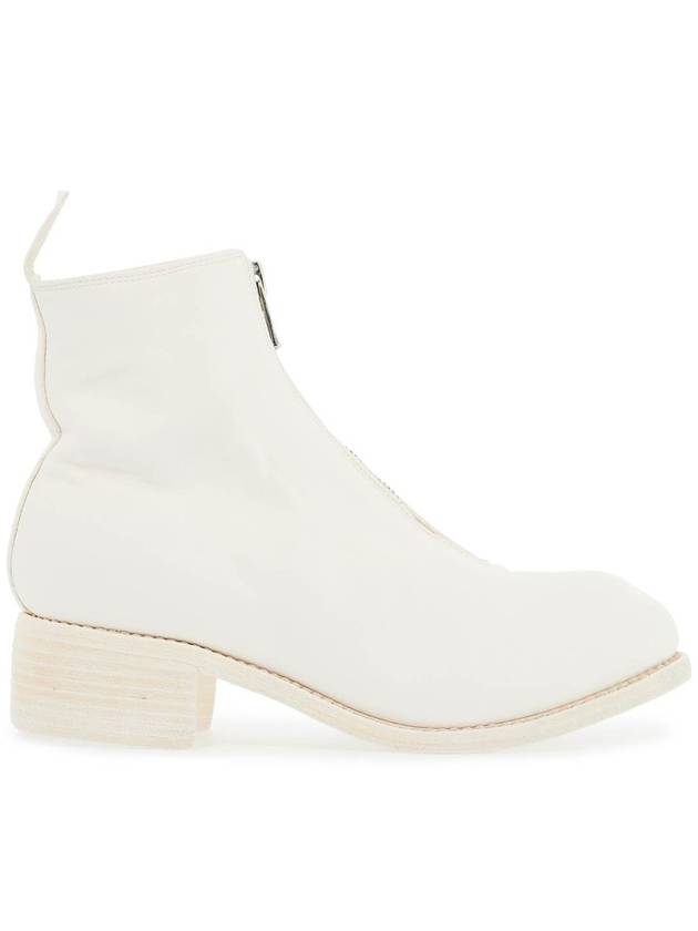 unisex white horse and calf leather boots with elegant side zip - GUIDI - BALAAN 1