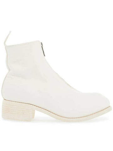 unisex white horse and calf leather boots with elegant side zip - GUIDI - BALAAN 1