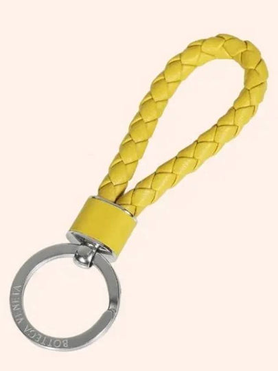 Intrecciato Leather Key Holder Yellow - BOTTEGA VENETA - BALAAN 2