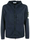 Men's Wappen Patch Supima Cotton Hooded Jacket Navy - STONE ISLAND - BALAAN 2