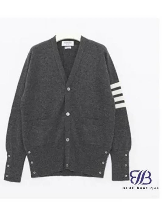 Men's Diagonal Classic Cashmere Cardigan Mid Grey - THOM BROWNE - BALAAN 2