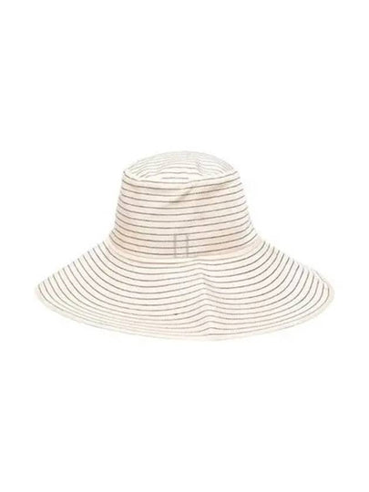 Stripe Embroidered Silk Bucket Hat White - TOTEME - BALAAN 2