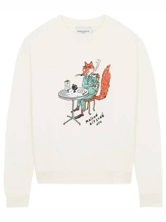 Olly Coffee Fox Printing Sweatshirt Ivory - MAISON KITSUNE - BALAAN.