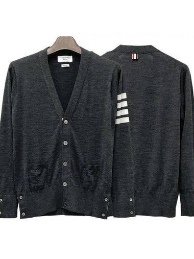 diagonal armband merino wool cardigan DA 38247838 270687 1095166 - THOM BROWNE - BALAAN 1