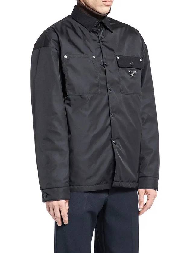 Triangle Logo Shirt Jacket Black - PRADA - BALAAN 4