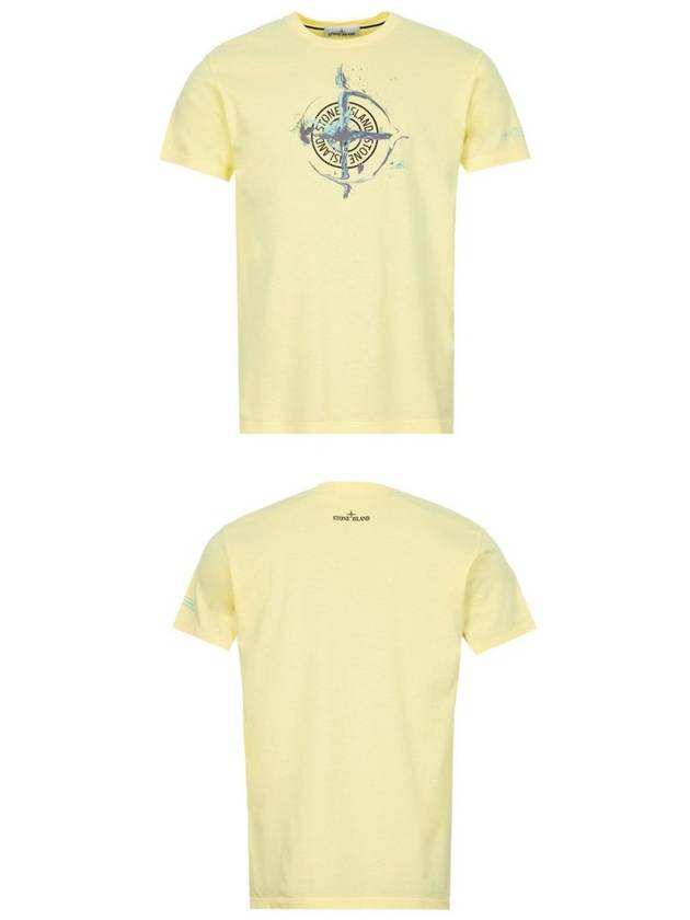 Marble One Logo Print Short Sleeve T-Shirt Lemon - STONE ISLAND - BALAAN 5