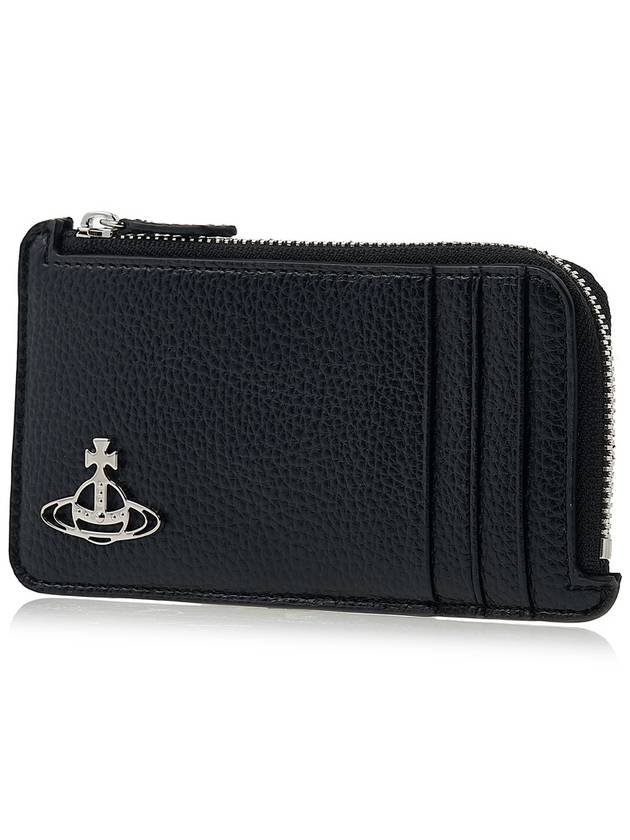 Logo Plaque Zipped Card Wallet Black - VIVIENNE WESTWOOD - BALAAN 3