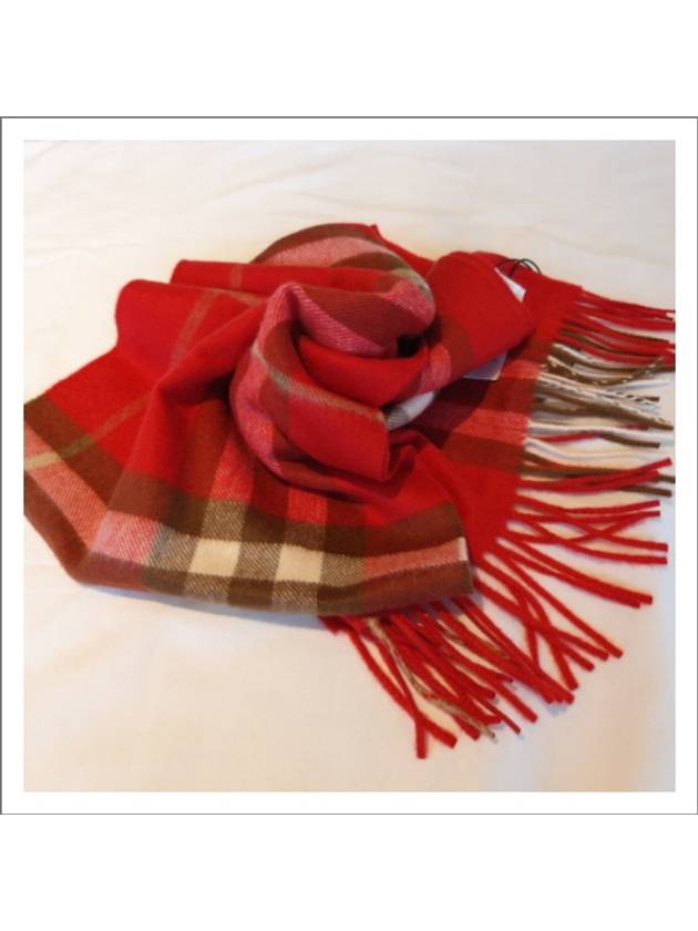 Classic Check Cashmere Scarf Red - BURBERRY - BALAAN.