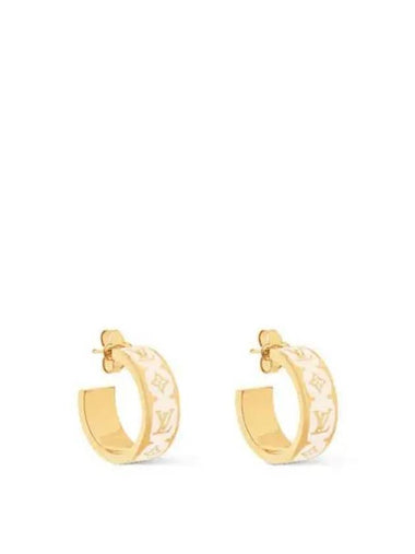 Nanogram Enamel Earrings Gold White - LOUIS VUITTON - BALAAN 1