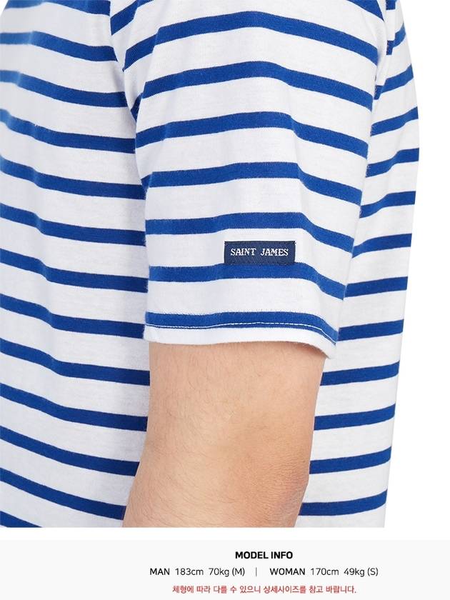 Levant Modern Striped Short Sleeve T-Shirt Blue - SAINT JAMES - BALAAN 11