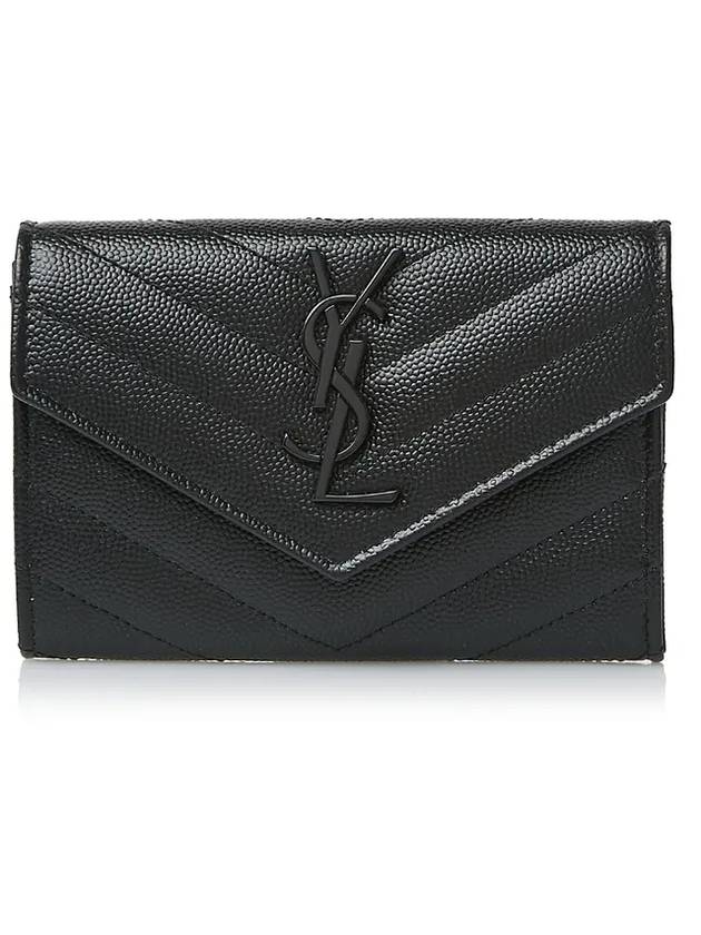 Monogram Envelope Small Card Wallet Black - SAINT LAURENT - BALAAN 1