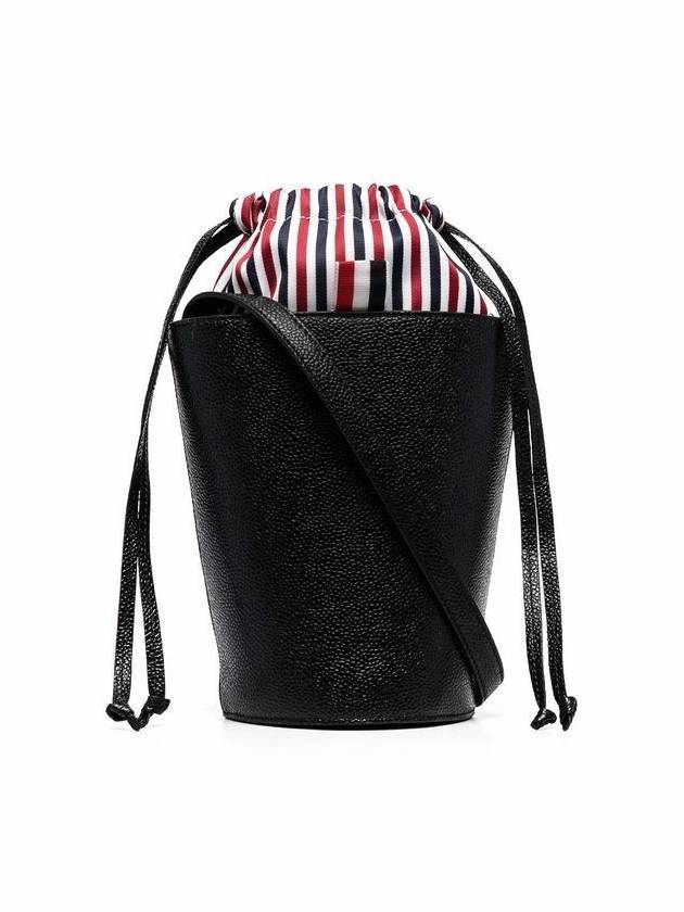 Pebble Grain Leather Mini Bucket Bag Black - THOM BROWNE - BALAAN 3