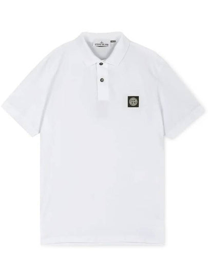 Pique Stretch Cotton Short Sleeve Polo Shirt White - STONE ISLAND - BALAAN 2