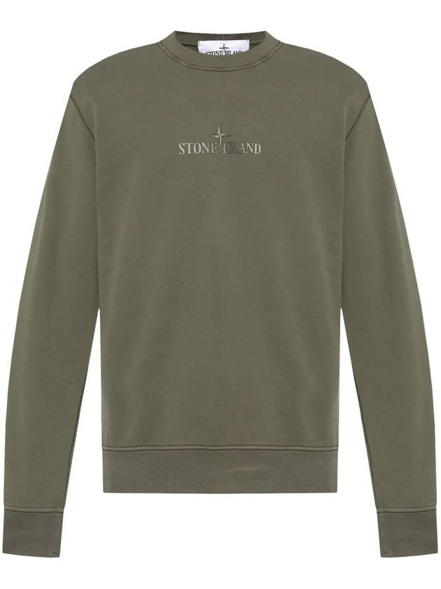 Cotton Fleece Crew Neck Sweatshirt Green - STONE ISLAND - BALAAN 2