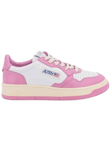 AUTRY Women's Medalist Suede Low Top Sneakers Pink White AULW WB29 - AUTRY - BALAAN