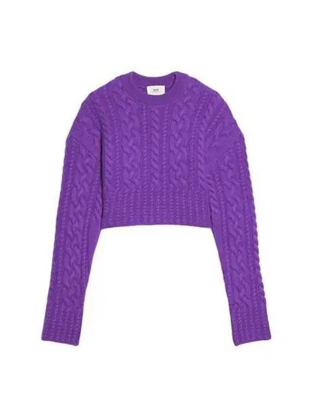 Cable crop knit purple FKS051 017 - AMI - BALAAN 1