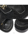 G35927 Black Cotton Tweed Calfskin Pearl CC Logo Velcro Strap Women s Sandals 37 - CHANEL - BALAAN 5