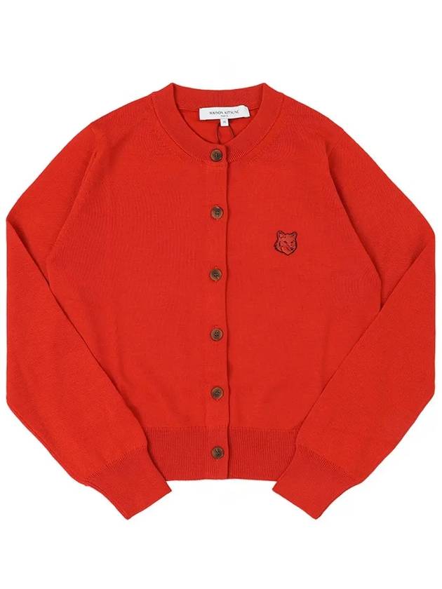 Bold Fox Head Patch Regular Cardigan Red - MAISON KITSUNE - BALAAN 2