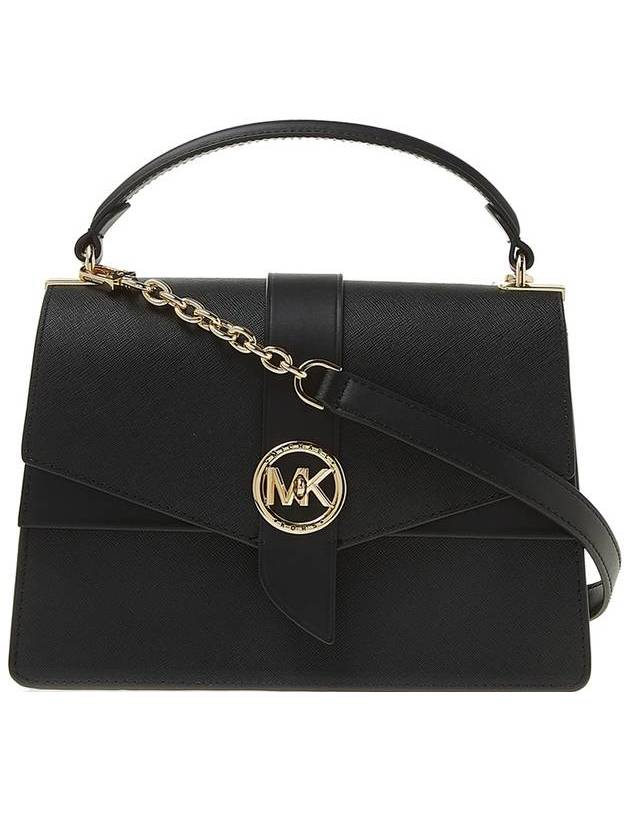 Greenwich Saffiano Strap Medium Shoulder Bag Black - MICHAEL KORS - BALAAN.